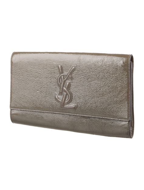 SAINT LAURENT Patent Monogram Large Belle De Jour Clutch 